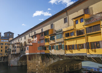 Florence, Italy - 15 Nov, 2022: Ponte Vecchio Bridge on the River Arno