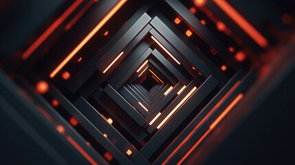 Obraz na płótnie Canvas Bold And Striking Dark Abstract Background With Vibrant Orange Lights And Square Shape - Perfect For Web Design And Graphic Projects 3D Still Motion Animation Frame Generative AI