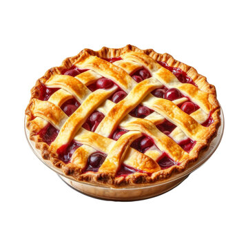 Cherry pie on white background
