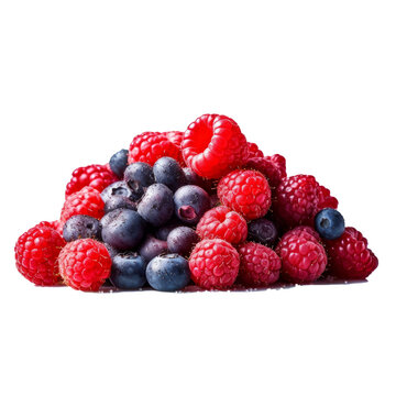 Raspberries and blueberries Isolated