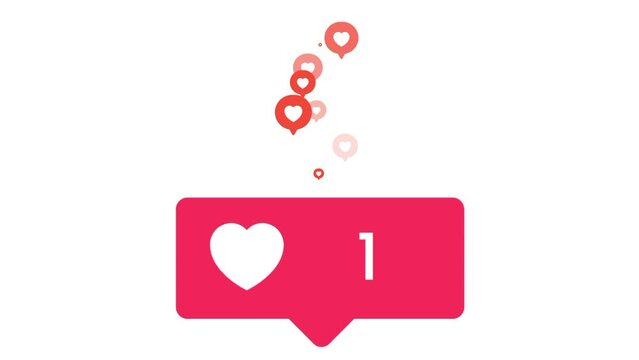 Likes counter Increases Rapidly Animation with flying hearts. Getting likes and goes viral, Full HD Video