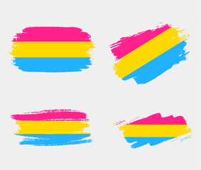 Pansexuality Flag painted with brush on white background. LGBT rights concept. Modern pride parades poster. Vector illustration	

