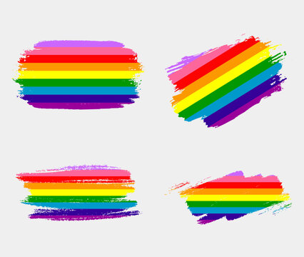 Gilbert Baker Rainbow Pride Flag painted with brush on white background. LGBT rights concept. Modern pride parades poster. Vector illustration	