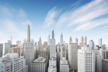 Obraz premium buildings and skyscraper in urban style with bright blue sky