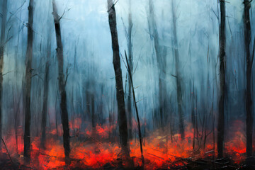 Obraz premium Abstract forest fire.