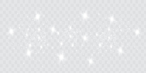 Sun glare. Glowing isolated white transparent set of light effects, glare, explosion, spark and stars. Beautiful optical effect of light reflections. snow. snow crumb
