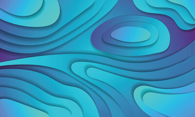 Paper cut background design illustration, blue gradient color background design illustration