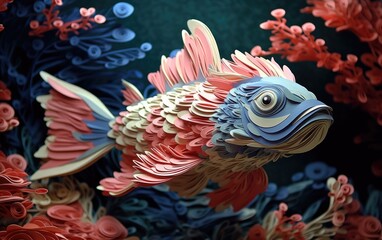 A layered paper cut of the fish.