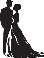 Fototapeta na wymiar Bride and groom, Wedding, new family vector illustration, SVG 