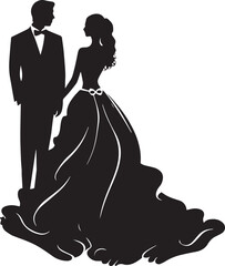 Bride and groom, Wedding, new family vector illustration, SVG	
