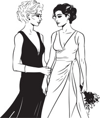 LGBTQ Lesbian Wedding Of Two Men,Bride and groom, Wedding, new family, Vector Illustration, SVG