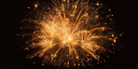 Fototapeta premium Abstract background new year, cheering crowd and gold fireworks and celebrating holiday, copy space, generative ai
