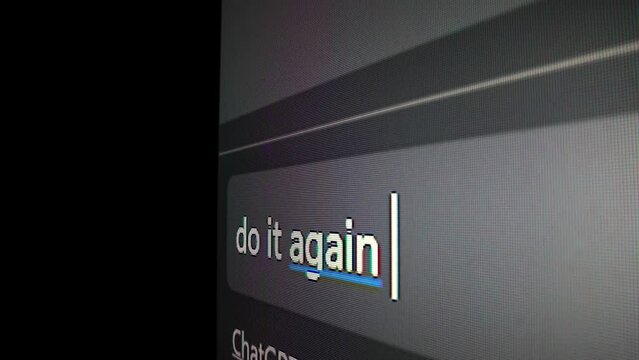 Closeup macro shot movement of coding script moving across LED screen with real-time AI-generated typing, showcasing advanced AI learning in optimization, debug and coding for software development.