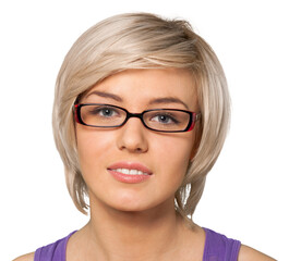 Obraz premium smiling young woman wearing eyeglasses portrait