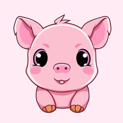 Obraz na płótnie Canvas Cartoon Pink Piggy Delight Adorable Cutene