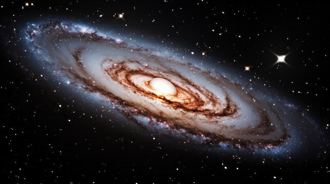 Illustration of the Andromeda galaxy in space