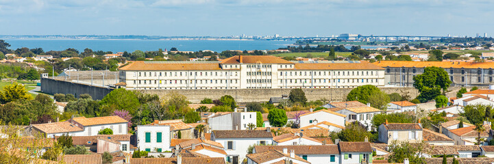 Exterior view of the Prison of Saint-Martin-de-Ré, France seen from the church tower