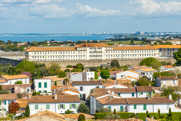 Exterior view of the Prison of Saint-Martin-de-Ré, France seen from the church tower