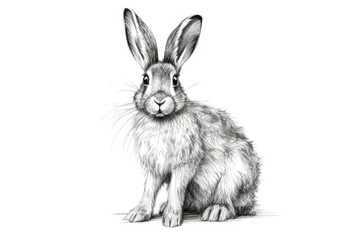 Obraz premium Cute Hare drawing on white background - generative AI