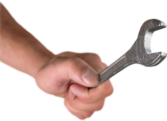 Hand holding a wrench
