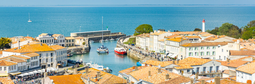 Aerial view of the entrance of the port of Saint-Martin-de-R&eacute;, France