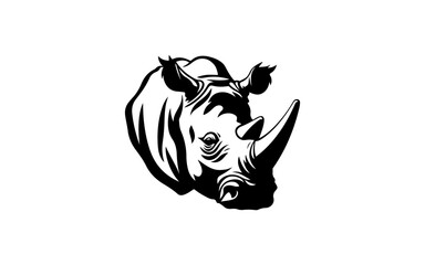 Head of rhino shape isolated illustration with black and white style for template.