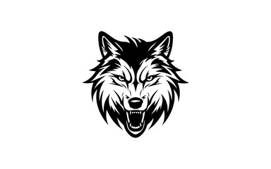 Obraz premium Wolf shape isolated illustration with black and white style for template.