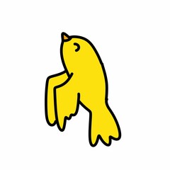 cartoon doodle bird on white background, illustration