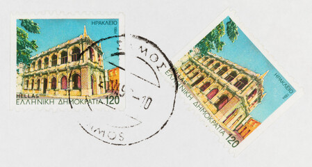stamp briefmarke vintage retro old alt griechenland greece greek gebäude building hellas fenster 1994 post letter mail brief griechisch 120