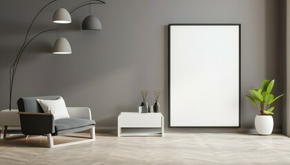 Naklejka na ściany i meble 3d rendering mock up frame in living room with sofa
