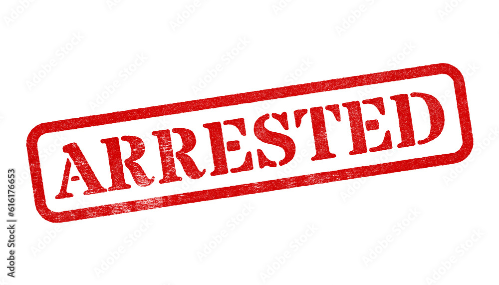 Canvas Prints arrested red rubber stamp isolated on transparent background with distressed texture effect