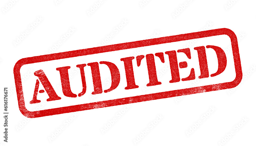 Canvas Prints audited red rubber stamp isolated on transparent background with distressed texture effect