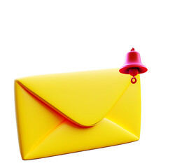 Yellow envelope on a white background. Message and email notification conceptual idea.