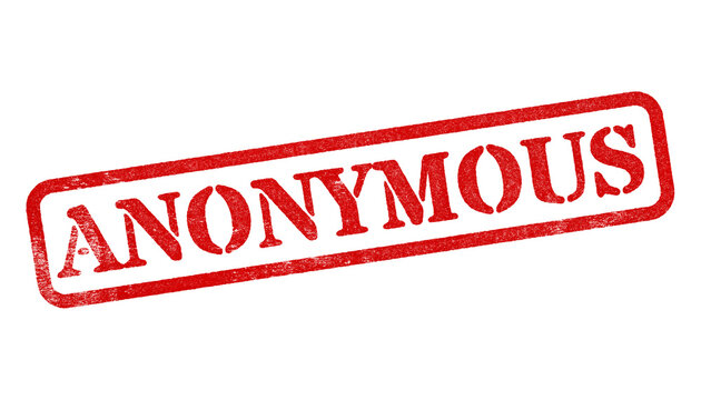 Anonymous red rubber stamp isolated on transparent background with distressed texture effect