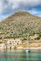 Favignana island with castle Santa Caterina in Egadi islands, Sicily.