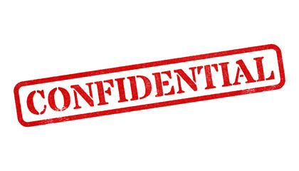Confidential red rubber stamp isolated on transparent background with distressed texture effect