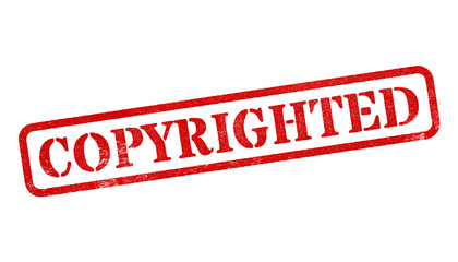 Fototapeta premium Copyrighted red rubber stamp isolated on transparent background with distressed texture effect