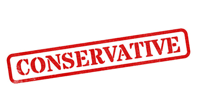 Conservative red rubber stamp isolated on transparent background with distressed texture effect