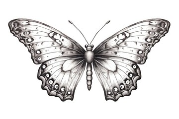 Cute Butterfly drawing on white background - generative AI