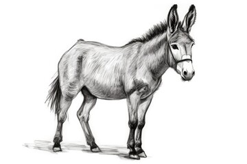 Cute Mule drawing on white background - generative AI