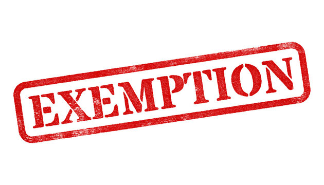 Exemption red rubber stamp isolated on transparent background with distressed texture effect