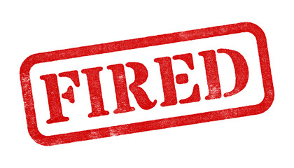 Fired red rubber stamp isolated on transparent background with distressed texture effect