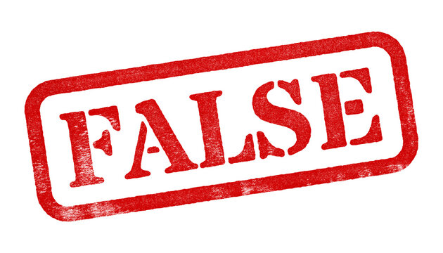 False red rubber stamp isolated on transparent background with distressed texture effect