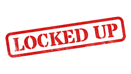 Locked Up red rubber stamp isolated on transparent background with distressed texture effect