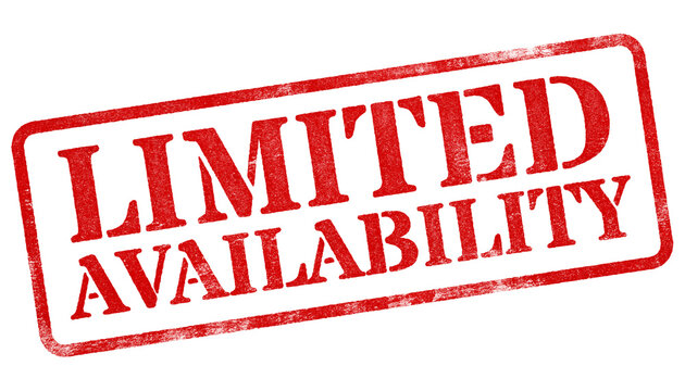 Limited Availability red rubber stamp isolated on transparent background with distressed texture effect