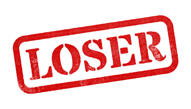 Loser red rubber stamp isolated on transparent background with distressed texture effect