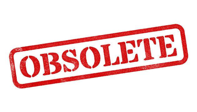 Obsolete red rubber stamp isolated on transparent background with distressed texture effect