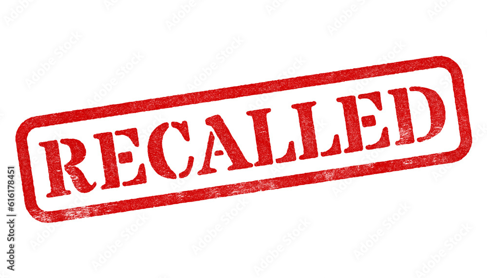 Canvas Prints recalled red rubber stamp isolated on transparent background with distressed texture effect
