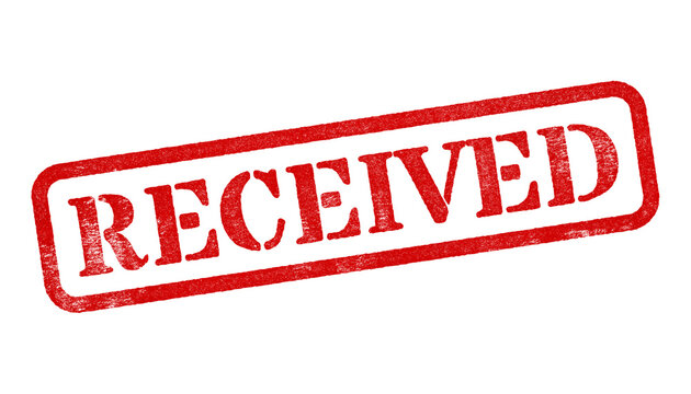 Received red rubber stamp isolated on transparent background with distressed texture effect