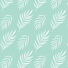 Naklejka na ściany i meble tropical leaves pattern turquoise background 